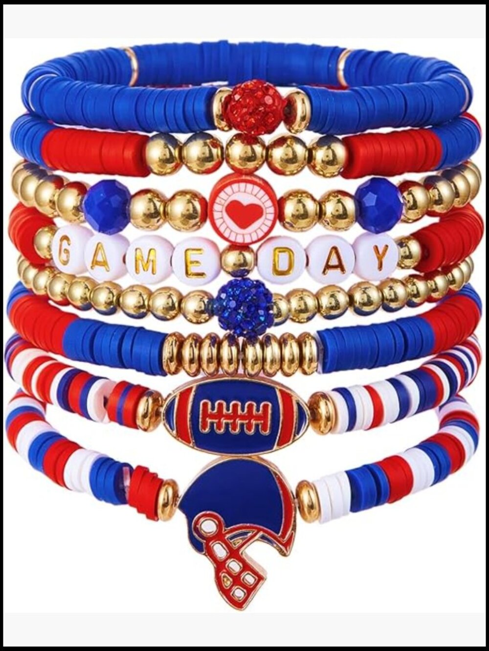 Stackable Heishi Clay Beaded Stretch Bracelet Game Day Sports Fan Jewelry